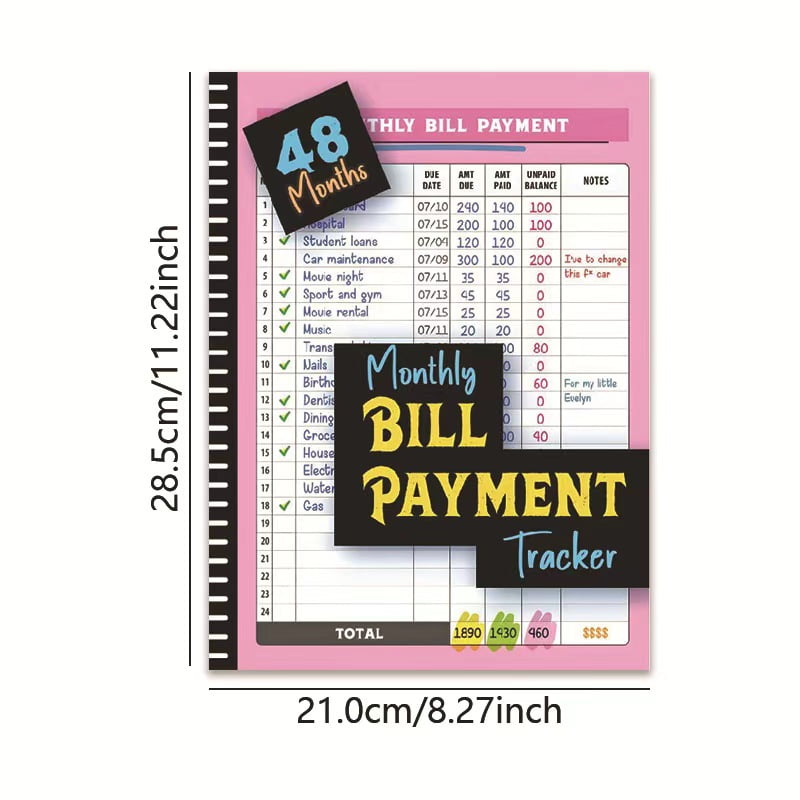 Monthly Bill Payment Tracker 48 Months Expense and Bill Tracker with Calendar & Debt Payoff Planner
