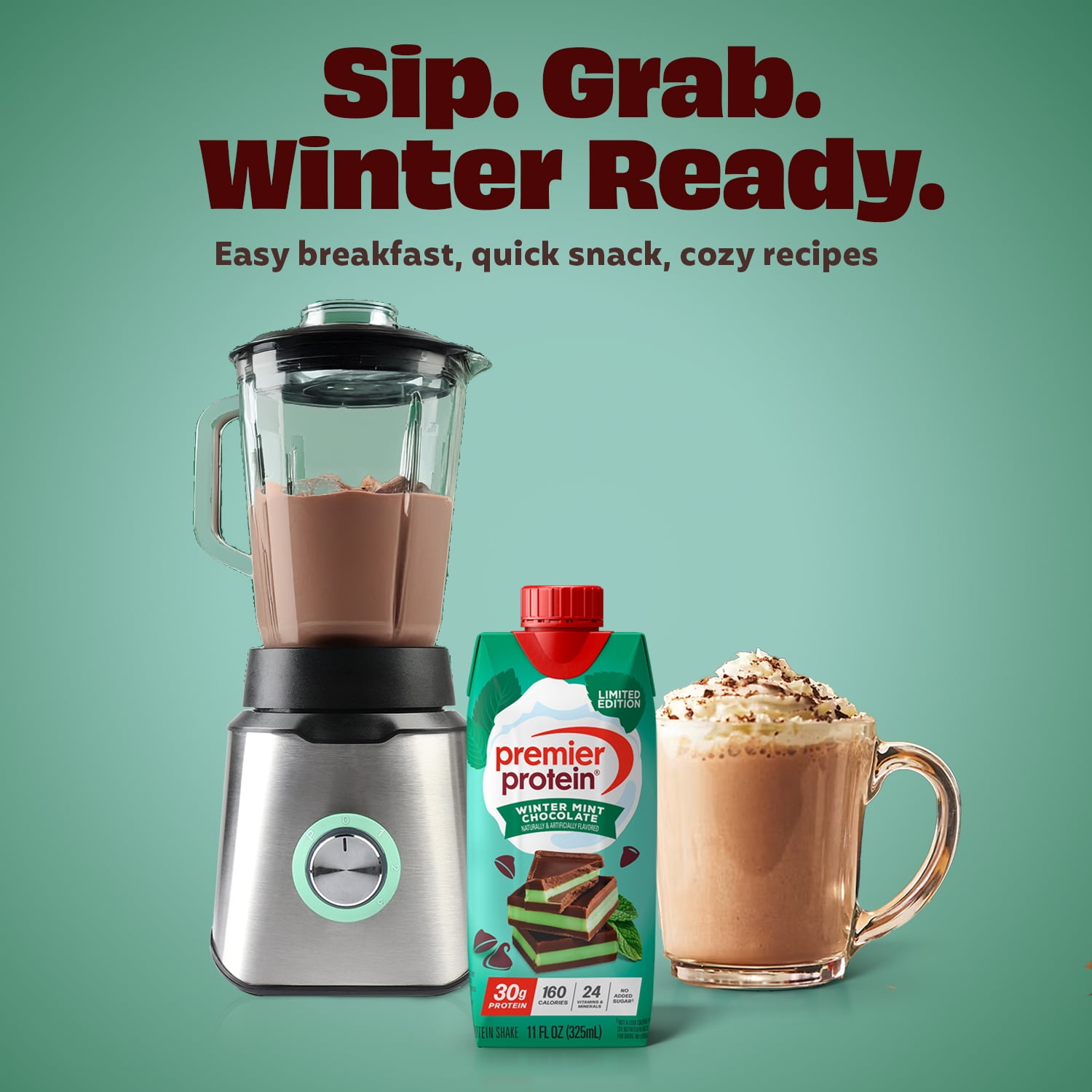 Premier Protein Shake, Winter Mint Chocolate Limited Time, 30g Protein, 11 Fl Oz, 4 Ct
