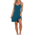 thumbnail image 2 of INSPIRE CHIC Women's Sleeveless Sleepwear Camisole Nightwear V Neck Nightshirt Pajama Dress Chemise Nightdress S Peacock Blue, 2 of 5