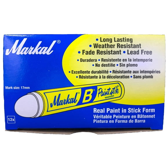 Box of 12 Markal B White Tire Chalk Paint Sticks Crayon Surface Marker Graffiti