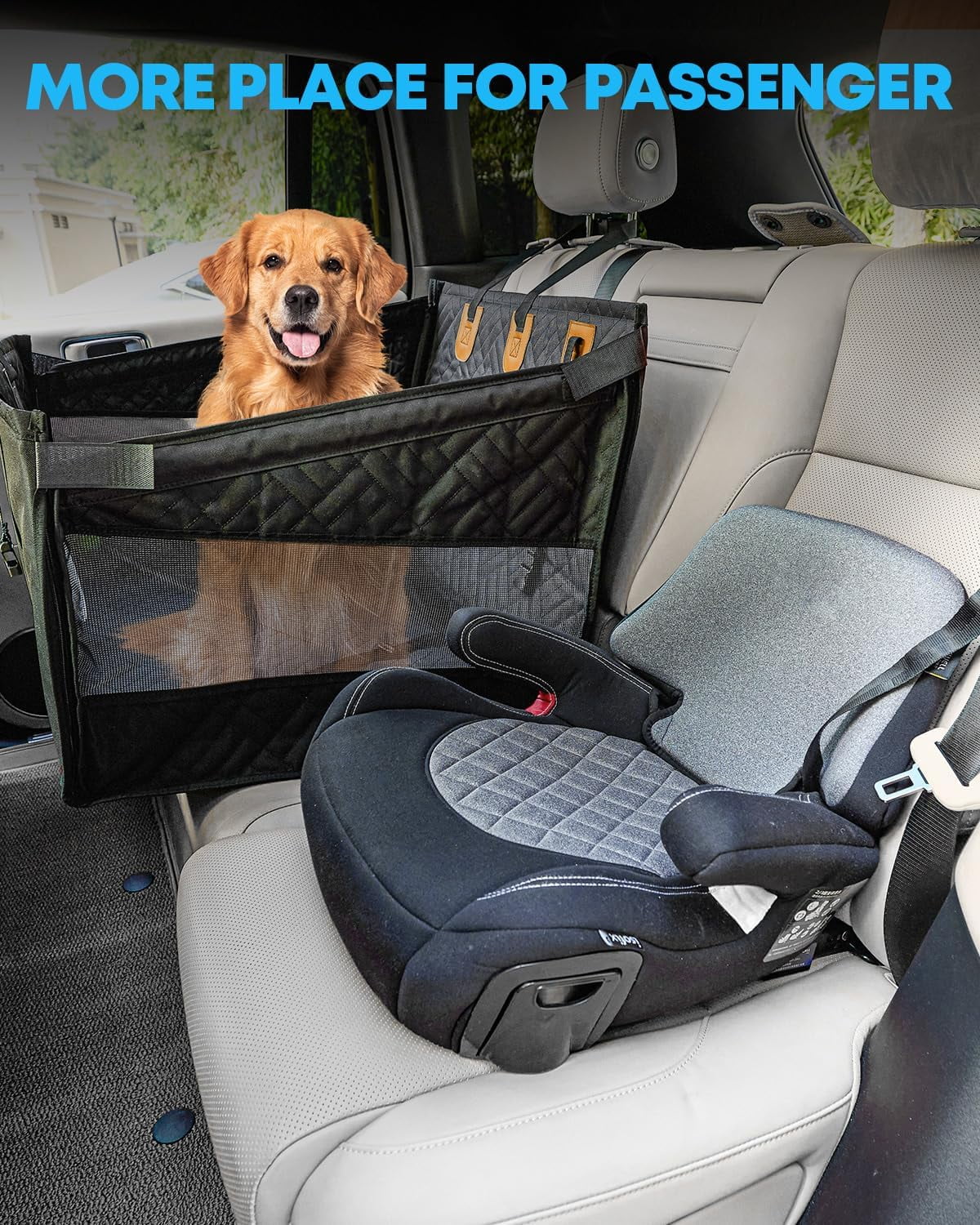 Kohree Dog Car Seat for Large Medium Dogs, Back Seat Extender with Hard Bottom, Waterproof Non-Slip Hammock for Pet, with Storage Pocket for Cars/SUV/Truck (28.7 * 22 * 21.5in)