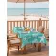 thumbnail image 2 of Outdoor Tablecloths with Umbrella Hole & Zipper, Teal Coastal Tablecloth Rectangle 60x84 Inch, Nautical Beach Starfish Coral Summer Waterproof Table Cloth, Patio/Pool/Picnic Table Covers, 2 of 8