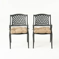 thumbnail image 2 of Brody Outdoor Cast Aluminum Dining Chair with Cushion, Set of 2, Antique Matte Black, Tuscany, 2 of 11
