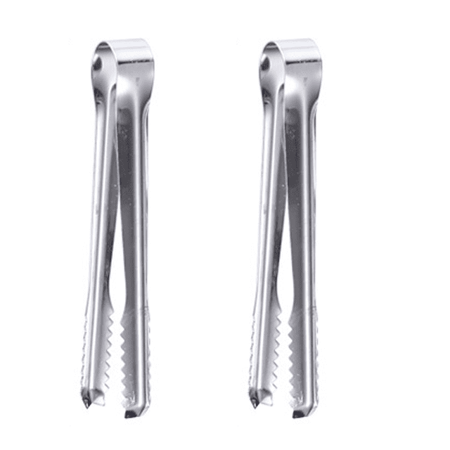 Pinzas de hielo de acero inoxidable para cubo de hielo, pinzas para servir cubitos de hielo con dientes