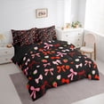 thumbnail image 2 of Erosebridal Princess Bow-tie Girls Twin Bedding Sets 7-Piece, Black Red Strawberry Bedding Comforter Set, 2 of 7