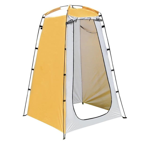 Carpa de baño al aire libre Inodoro móvil de privacidad plegable Protección UV (gris amarillo)