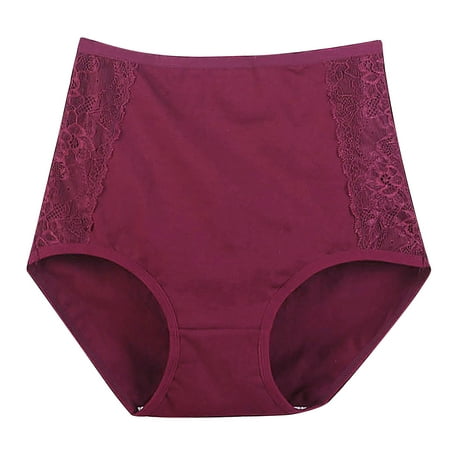 MuZeFu Underwear for Women Briefs Women s Solid Lace Plus Size Underwear High Waist Leak Proof Cotton Crotch Shorts Underwear Panties