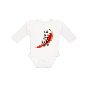 Inktastic I'm so hot right now Chili Pepper on Fire Boys or Girls Long Sleeve Baby Bodysuit