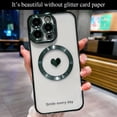 thumbnail image 3 of for iPhone 14 Pro Max Case Magnetic Glitter [ Compatible with MagSafe ], Bling Love Heart Clear Phone Case, Camera Protection Sparkly Plating Slim Soft Back Cover for Women Girls - Green, 3 of 12