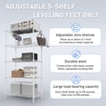 thumbnail image 6 of Ktaxon 5 Tier Layer 59"x21"x11.5" Storage Rack, Wire Shelving Adjustable Steel Storage Rack Organizer Kitchen, White, 6 of 19