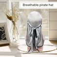 thumbnail image 2 of Silky Cap Bonnet Headwraps con cola larga Moda Elasticidad Flexible Ajustable para ciclistas Amantes del hip-hop Decoración diaria Silver Black Edge Scienceny  AP008480-10B, 2 of 5