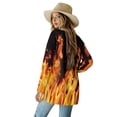 thumbnail image 3 of SCRAWLGOD Fire Print Women's Open Front Cardigan Lightweight Long Sleeve Tops for Women Size 2XL Comfortable Sweater Jacket for Women Dressy for Daily Life, 3 of 7