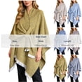thumbnail image 3 of UTSJKR Women’s Speckled Knotted Wrap Poncho Cape Shawl with Fringe Trim Soft Warm Outer Cover‑Up for Fall Winter Daily Casual Fashion Outfit Khaki, 3 of 6