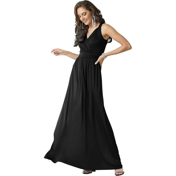 Womens Long Sleeveless Flowy Bridesmaid Cocktail Evening Gown Maxi Dress