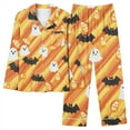 thumbnail image 6 of Tnhcen Women's 2025 Halloween Ghost Print Pajama Set Long Sleeve Collared Sleepwear Comfortable Loungewear S-2XL Orange, 6 of 6