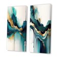 thumbnail image 3 of Designart "Teal and Gold Abstract Expressionism II" Abstract Liquid Ink Wall Art Set Of 2 - Turquoise Abstract Canvas Set For Living Room Decor, 3 of 7