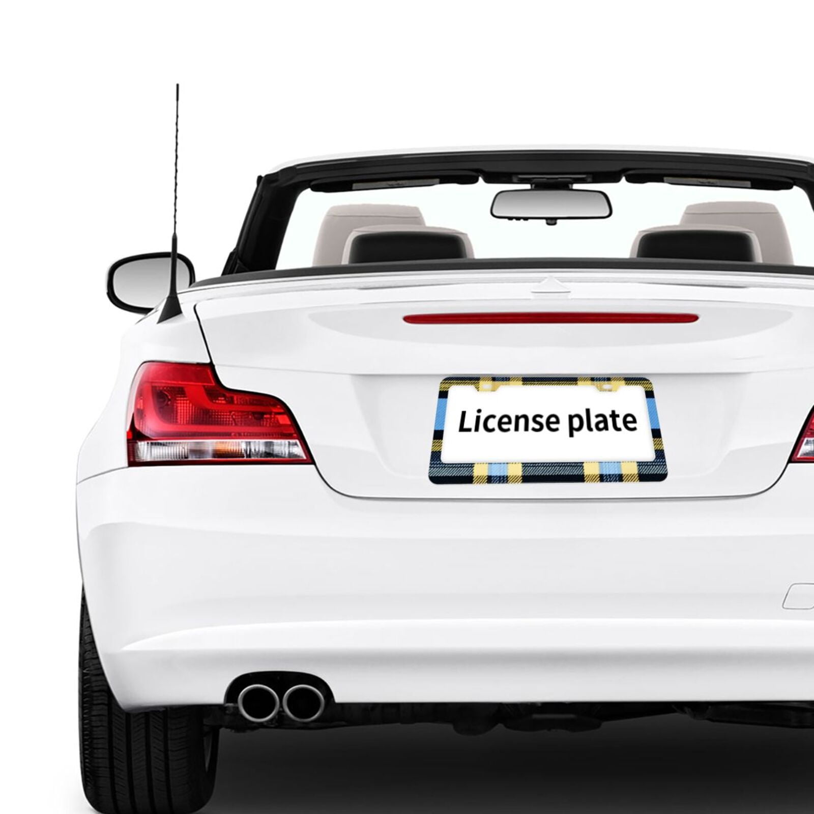 License Plate Frame With Screw Caps 2 Pack Car Plate Frame Front And Rear Rust-Proof Universal Car Tag Holder Cornflowerblue Buffalo Plaid Check Tartan Scotland_4