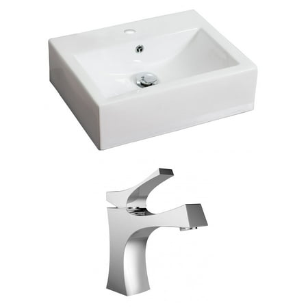 Rectangle Single Hole - American Imaginations 20.5-in. W x 16-in. D Rectangle Vessel Set In White Color With Single Hole CUPC Faucet