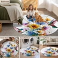 thumbnail image 5 of Hummingbird Round Area Rug 6Ft Washable Circle Rugs for Bathroom Office, Spring Farmhouse Oil Painting Sunflowers Non-Slip Carpet Floor Mats Indoor Outdoor Carpet Runner Aesthetic Home Decor, 5 of 8