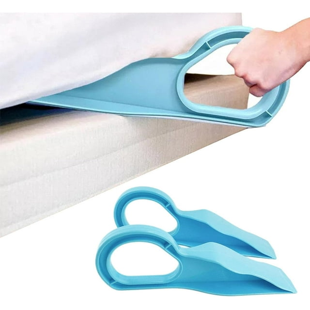 XINQIHANG 2-Pack Mattress Lifter,Practical Mattress Wedge Elevator with New Ergonomic Design,Under-Mattress Support Bed Maker Kit with 3 Assorted Colors, Handy Tool for Alleviate Back Pain Light Blue