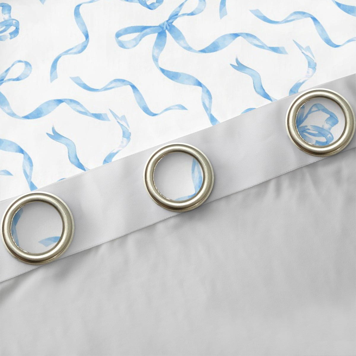 jejeloiu Kawaii Bow Curtains Pack of 2 (42x84 Each),Girls Bow Knot Curtains Blackout,Blue White Bedroom Curtains,Breathable Bedroom Decorative
