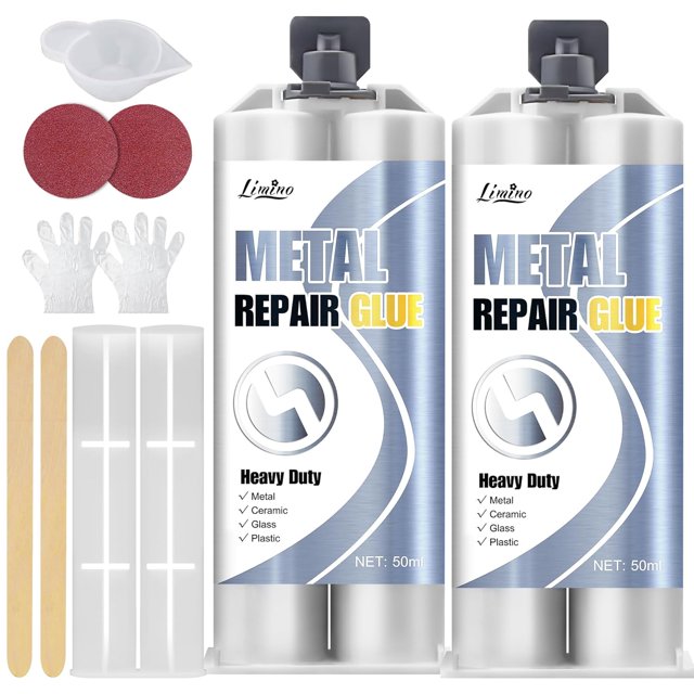 CZCPP-Colle Métallique - 2 Pcs Époxy Colle de Soudure Robuste pour Coller et Réparer les Fissures Fuites Acier Inoxydable, Céramique, Plastique, Alliages Métalliques - Remplissage de Métal Super Liquide, Résistant à la Chaleur - 3