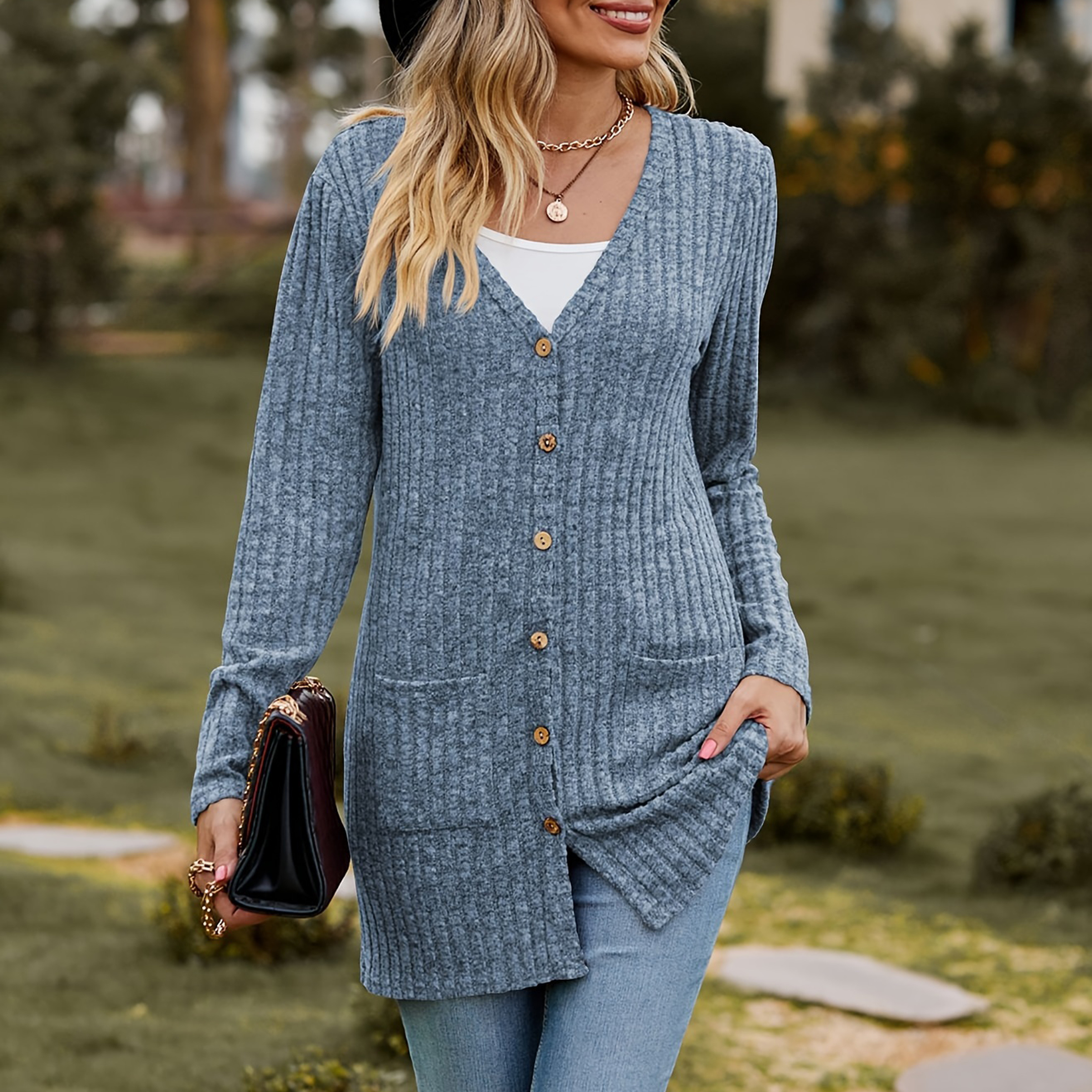 AELand Women's Long Sleeve Cardigan Sweater, Lightweight photo 4