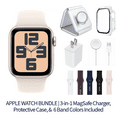thumbnail image 1 of Restored Apple Watch SE 2nd Gen Bundle - 40mm Gps Starlight Aluminum (2022) - 3-in-1 MagSafe Charger, Protective Case & 6 Bands Included (Refurbished), 1 of 5