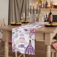 thumbnail image 6 of Happy Birthday Cotton Linen Table Runner for Dining Kitchen, Purple Luxury Dress Crown Carriage Flowers Wedding Outdoor Party Tablerunners, Dresser Scarf Coffee Tablecloth Runners 13x72 Inches, 6 of 8