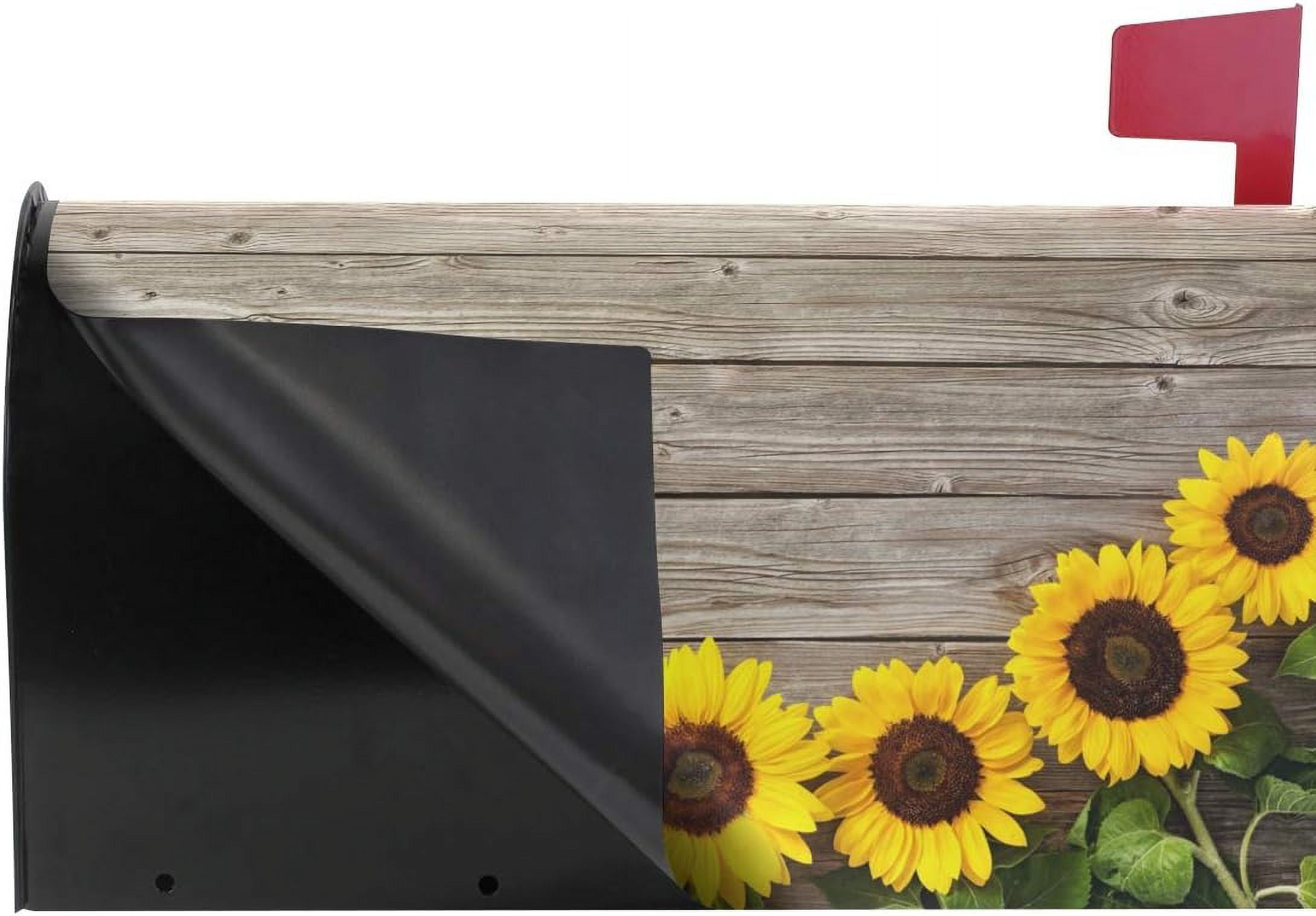 Sunflowers On Wooden Board Vintage Magnetic Mailbox Cover for Standard Mailboxes