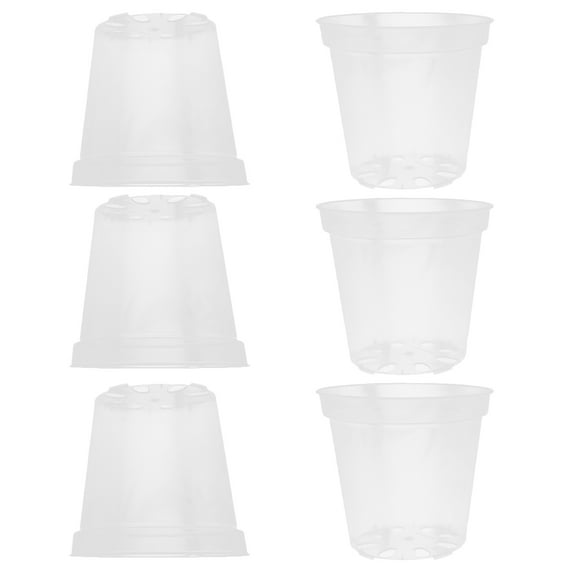 QIFULL Large Plant Pots Indoor Transparent Plastic 6Pcs for Flower Pot