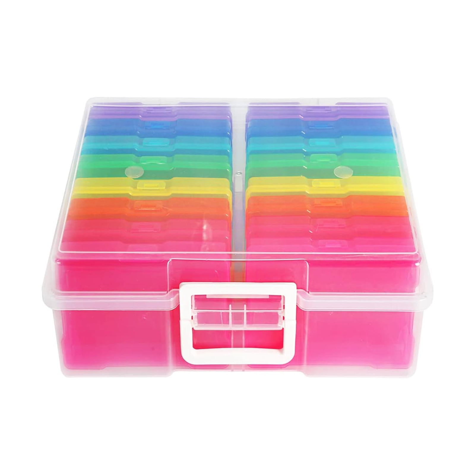 Novelinks 2 Pack 4" x 6" Photo Storage Craft 16 Inner Photo Keeper Multi-Colored Photo Storage Box Photos Organizer,Rainbow Colors