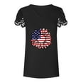 thumbnail image 5 of Babysbule Women's Tops Women's Summer V-neck Independence Day Printed Tops T-Shirts Casual Lace Short Sleeve Blouse, 5 of 8