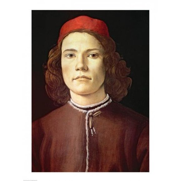 Portrait d'Un Jeune Homme C.1480-85 Affiche Imprimée par Sandro Botticelli - 18 x 24 Po.