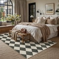 thumbnail image 2 of BERTHMEER 5'x7' Easy Jute Area Rugs for Living Room Modern Checkered Indoor/Outdoor Rugs for Patio Farmhouse Geometric Contemporary Washable Non Slip Rugs Carpets, Black, 2 of 6
