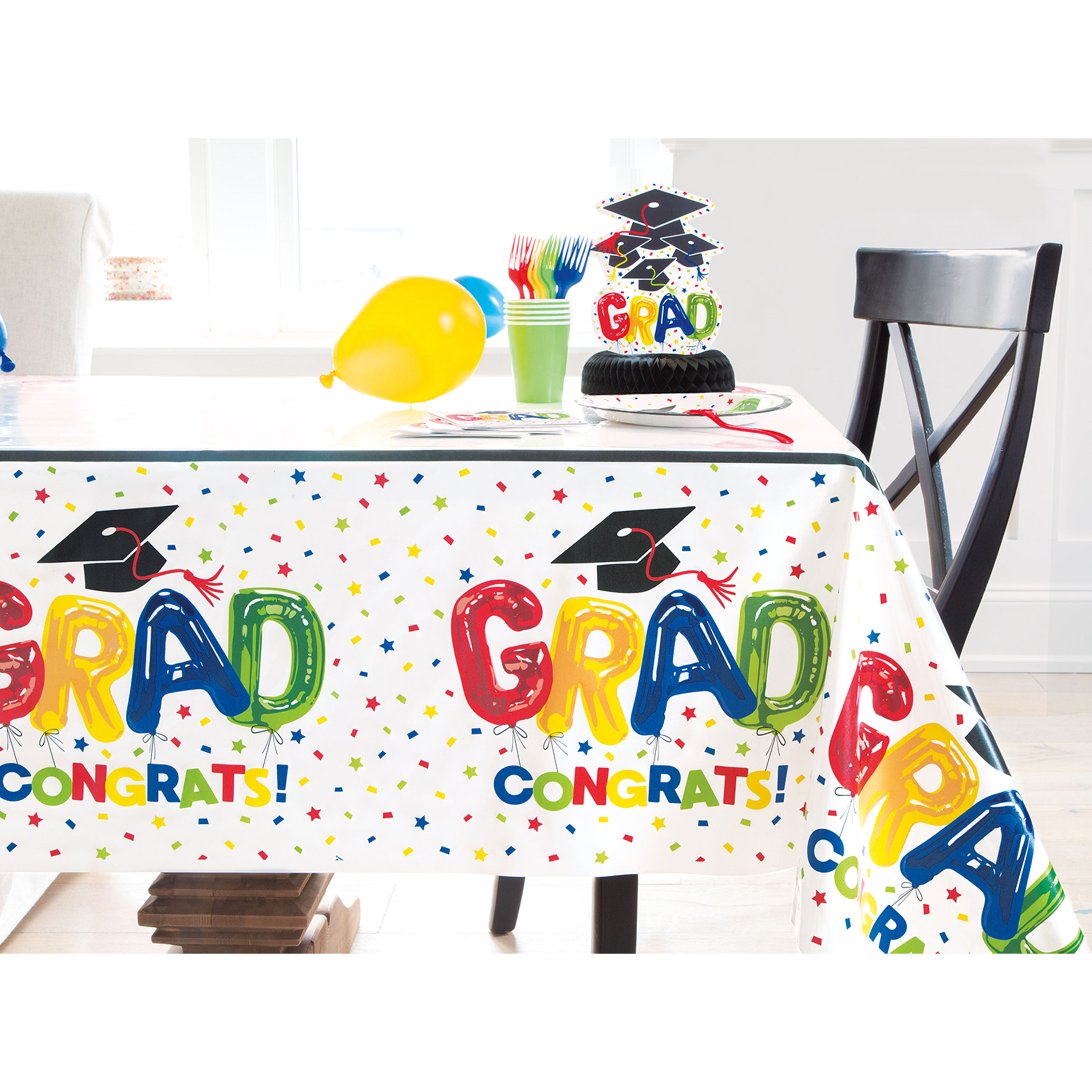 Cool Graduation #CONGRATS GRAD Emoji Tablecover Party Tableware 54 x 84,Pack of 3 Plastic 