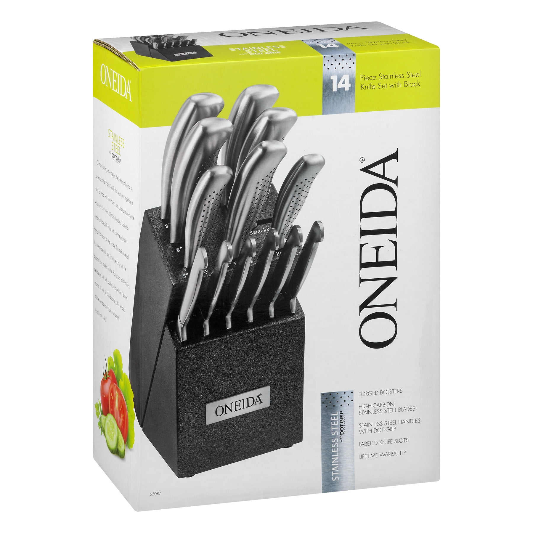 Oneida 14-Piece Cutlery Block Set with Built-in Sharpener