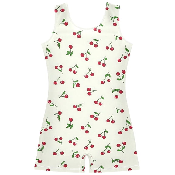 joogoo Red Cherries Pattern Girls Leotards Gymnastics Tumbling Outfit Biketard Unitard 5-6Years