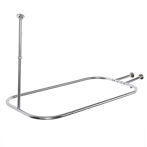 PrettyHome Square Hoop Shower Curtain Rod For Clawfoot Tubs - 58.3" L X 24" W, Adjustable Height, Black Aluminum