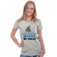 thumbnail image 3 of Beaches Be Crazy Funny Swimming Shark Womens Fitted Plus Size Graphic Tee Brisco Brands 3X, 3 of 5