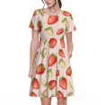 thumbnail image 1 of Vsdgher Fraises pour Femmes Été 2025 Robes Midi Décontractées Légères Manches Courtes Col Rond Robe de Plage, 1 of 6