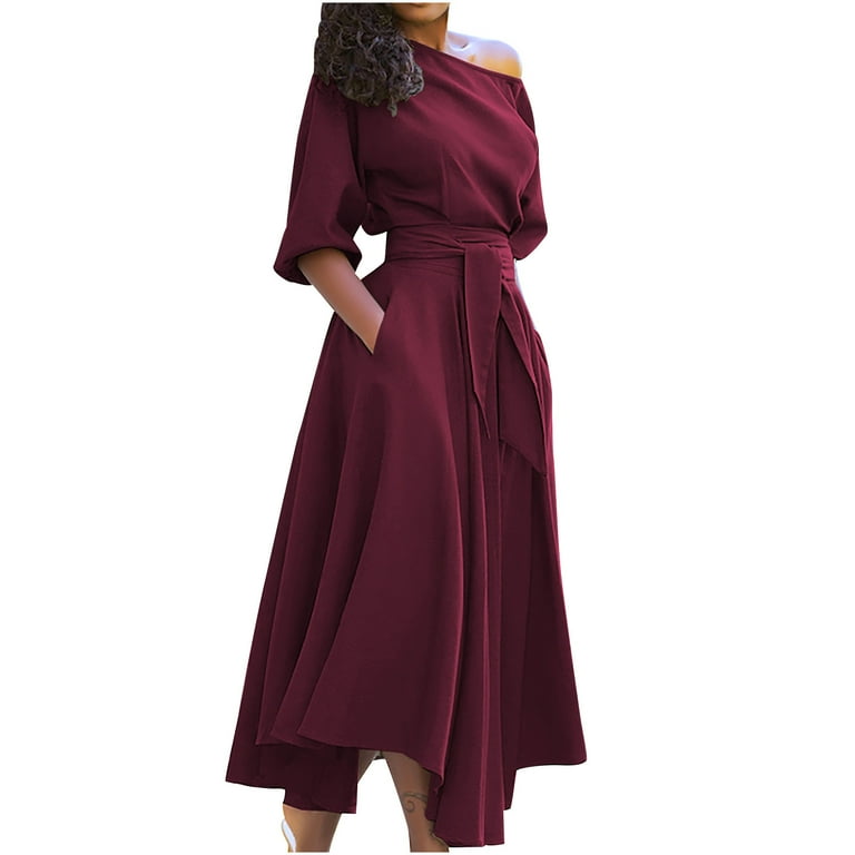 teacher homecoming dress Appreciation Gifts AXXD Sundress,Solid Bodycon Elegant Classic Bag Hip Tea Length Short Sleeve V-Neck Dress,Prom Dress For Women GEEGEE