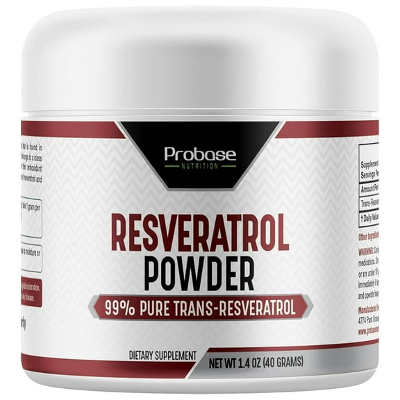 Probase Nutrition 99% Micronized Trans-Resveratrol Powder - 1000mg | Pure Pharmaceutical Grade Trans-Resveratrol Powder, 40g Jar, 40-Day Supply