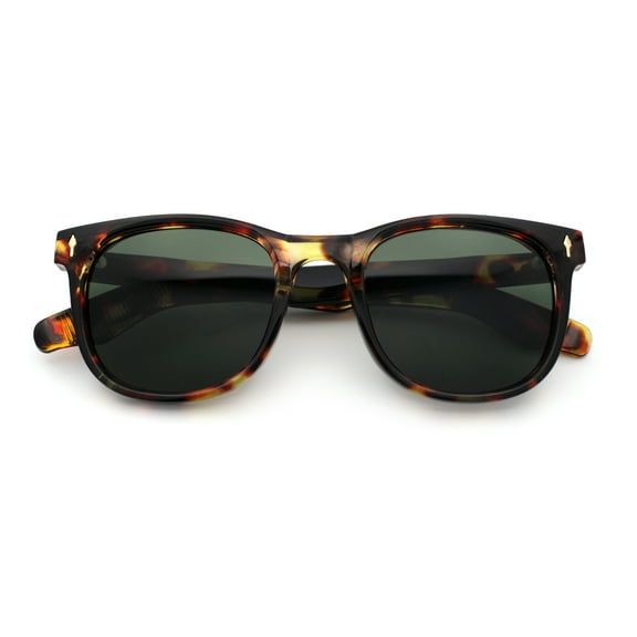 Gentlemanly Retro Horn Rim Hipster Fashion Plastic Sunglasses [Tortoise - Green]