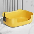 thumbnail image 2 of Your Holiday Plastic Cat Litter Tray Open Top Large Spill Proof Anti Kick Out High Sided One Piece Pet Supplies In Lemon Yellow Yellow, 2 of 6