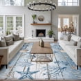 thumbnail image 3 of Blue Coastal Area Rugs 8'x10', Washable Small Throw Rugs for Living Room Patio, Beach Ocean Nautical Seashells Starfish Coral Indoor Outdoor Rug Non-Slip Low Pile Carpet Runner Reversible Floor Mats, 3 of 8