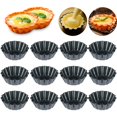 thumbnail image 1 of Molde para tarta de huevo, tazas para hornear de acero al carbono reutilizables, moldes para hornear mini cupcakes, molde redondo para muffins para tartas, tartas de queso, postres, molde para quiche Namotu HQ-025, 1 of 6