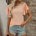 thumbnail image 6 of Blczomt Ruffle Sleeve Spring Tops for Women 2025 Dressy Shirt Orange Plain Summer Trendy Womens Shirts Casual, 6 of 7