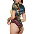 thumbnail image 2 of Yiaed Sunset Floral Fantasy Landscape Print Women's Waist-Cinching Short-Sleeved Onesie,Elastic Onesiet,Snaps At Bottom,Easy To Put On And Take Off for Wome Bodysuit-Large, 2 of 7