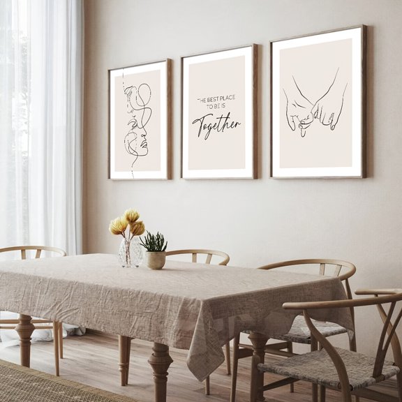 3pcs Romantic Couple Holding Hands Wall Art Decoration Painting, Simple Love Art Decoration, Minimalist Line Art Print, Minimalist Wall Art Decoration for Living Room, Modern Home Wall Art Decoratio